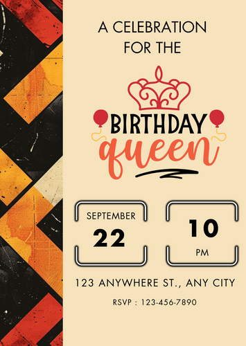 Birthday Queen Digital Invitation Template #1